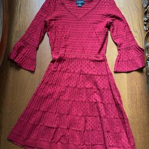 Red Knit Fit & Flare Dress